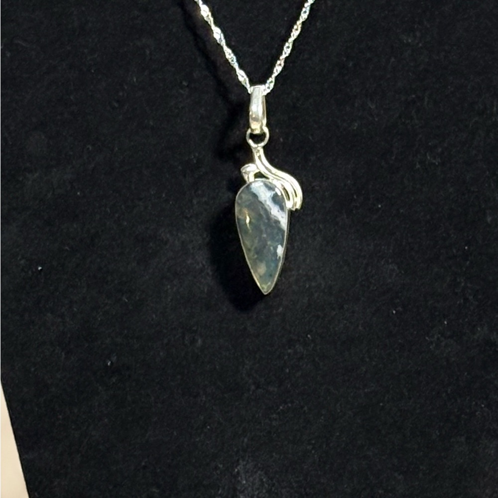 Silver & Genuine Stone Pendant Necklace